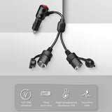 SEAMETAL 180W Car Cigarette Lighter Splitter 1 Male To 2/3 Female Sockets 12V/24V Fast Charger Power Adapter with Switch