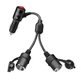SEAMETAL 180W Car Cigarette Lighter Splitter 1 Male To 2/3 Female Sockets 12V/24V Fast Charger Power Adapter with Switch