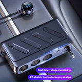 SEAMETAL 142W Car Charger Splitter Multi Ports PD USB Cigarette Lighter Adapter Car Phone Charger Splitter Socket with Switch