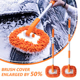 SEAMETAL Three Section Telescopic Car Washing Mop Super Absorbent Car Detailing Cleaning Mop Window Wash Tool Auto Wash Kit