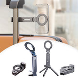 SEAMETAL Foldable Phone Holder Magnetic Stand 360 Dual-sided Rotating Phone Clip Portable ABS Tripod Mobile Holder For Car Navigation