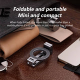 SEAMETAL Foldable Phone Holder Magnetic Stand 360 Dual-sided Rotating Phone Clip Portable ABS Tripod Mobile Holder For Car Navigation