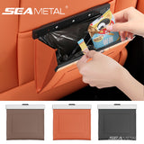 SEAMETAL Leather Car Trash Can Magnetic Seat Back Hanging Hidden Storage Bag Vehicle Interior Organizer Creative Auto Accessories