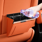 SEAMETAL Leather Car Trash Can Magnetic Seat Back Hanging Hidden Storage Bag Vehicle Interior Organizer Creative Auto Accessories