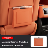 SEAMETAL Leather Car Trash Can Magnetic Seat Back Hanging Hidden Storage Bag Vehicle Interior Organizer Creative Auto Accessories