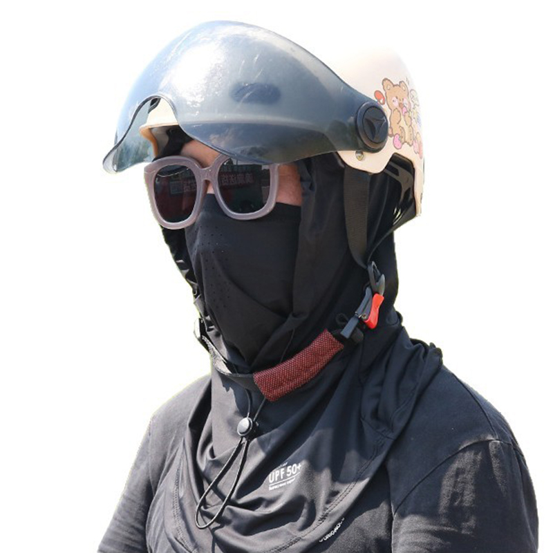 Summer Full Face Sun Protection Hat Face Mask Outdoor Hiking and Camping UV Protection Hat Neck Protection Hat Light gray
