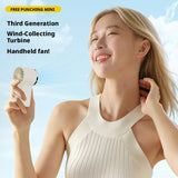SEAMETAL Mini Portable Fan Air Turbo Tech 5 Gear Wind Adjustable Handheld Fan LED Display Ultra-quiet USB Rechargeable Pocket Fan