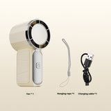 SEAMETAL Mini Portable Fan Air Turbo Tech 5 Gear Wind Adjustable Handheld Fan LED Display Ultra-quiet USB Rechargeable Pocket Fan