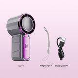 SEAMETAL Mini Portable Fan Air Turbo Tech 5 Gear Wind Adjustable Handheld Fan LED Display Ultra-quiet USB Rechargeable Pocket Fan