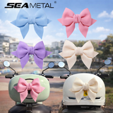 SEAMETAL Motorcycle Helmet Bow Fabric Ribbon Layered Loops Adhesive Attachment Personalized Styling Helmet Decoration