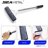 SEAMETAL Car Window Cleaning Brush Telescopic Metal Handle Washable Microfiber Cover Squeegee Glass Care Detailing Tool