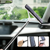 SEAMETAL Car Window Cleaning Brush Telescopic Metal Handle Washable Microfiber Cover Squeegee Glass Care Detailing Tool