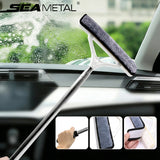 SEAMETAL Car Window Cleaning Brush Telescopic Metal Handle Washable Microfiber Cover Squeegee Glass Care Detailing Tool