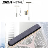 SEAMETAL Car Window Cleaning Brush Telescopic Metal Handle Washable Microfiber Cover Squeegee Glass Care Detailing Tool