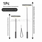 SEAMETAL Car Window Cleaning Brush Telescopic Metal Handle Washable Microfiber Cover Squeegee Glass Care Detailing Tool