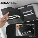 SEAMETAL Car Sun Visor Extender Tinted Hinged Shield Card Slots Storage Pocket Strap Mount Cabin Organizer Accessories