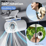 SEAMETAL Outdoor Clip Fan Rechargeable Cooling ABS Body Silicone Clip Adjustable Head Digital Display Portable Fan Tool