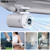 SEAMETAL Outdoor Clip Fan Rechargeable Cooling ABS Body Silicone Clip Adjustable Head Digital Display Portable Fan Tool