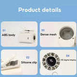SEAMETAL Outdoor Clip Fan Rechargeable Cooling ABS Body Silicone Clip Adjustable Head Digital Display Portable Fan Tool