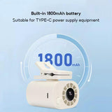 SEAMETAL Outdoor Clip Fan Rechargeable Cooling ABS Body Silicone Clip Adjustable Head Digital Display Portable Fan Tool