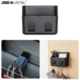 SEAMETAL Car Storage Pocket Adhesive Mount Phone Storage Metal Key Hooks Open Compartment Cabin Organizer Accessories