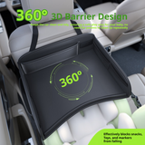 SEAMETAL Car Back Seat Tray Foldable PU Leather Organizer Raised Edges Tablet Pocket Mesh Storage Travel Desk Accessory