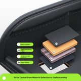 SEAMETAL Car Back Seat Tray Foldable PU Leather Organizer Raised Edges Tablet Pocket Mesh Storage Travel Desk Accessory