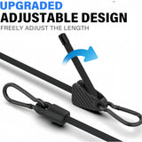 SEAMETAL Motorcycle Bungee Straps Flat Elastic Cargo Support Adjustable Connector Gated Hooks Touring Luggage Tie Downs