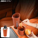 SEAMETAL Car Trash Container Soft Silicone Cup Shape Open Access Ribbed Exterior Washable Body Cabin Storage Litter Bin