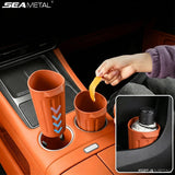 SEAMETAL Car Trash Container Soft Silicone Cup Shape Open Access Ribbed Exterior Washable Body Cabin Storage Litter Bin