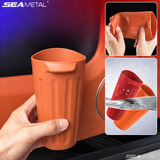 SEAMETAL Car Trash Container Soft Silicone Cup Shape Open Access Ribbed Exterior Washable Body Cabin Storage Litter Bin