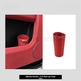 SEAMETAL Car Trash Container Soft Silicone Cup Shape Open Access Ribbed Exterior Washable Body Cabin Storage Litter Bin