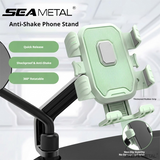 SEAMETAL Motorcycle Phone Holder Automatic Locking Cradle Rubber Pads Open Port Access Mirror Handlebar Navigation Mount