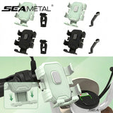 SEAMETAL Motorcycle Phone Holder Automatic Locking Cradle Rubber Pads Open Port Access Mirror Handlebar Navigation Mount