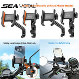 SEAMETAL Motorcycle Phone Mount Quick Release Side Clamp Padded Contacts Adjustment Knob Mirror Handlebar Phone Bracket