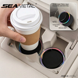 SEAMETAL Car Cup Holder Coasters Layered Epoxy Top Decorative Ring Silicone Base Removable Cabin Styling Drink Mats