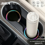 SEAMETAL Car Cup Holder Coasters Layered Epoxy Top Decorative Ring Silicone Base Removable Cabin Styling Drink Mats
