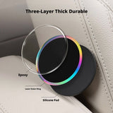 SEAMETAL Car Cup Holder Coasters Layered Epoxy Top Decorative Ring Silicone Base Removable Cabin Styling Drink Mats