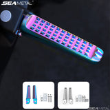 SEAMETAL Motorcycle Passenger Foot Pegs Folding Aluminum Alloy Textured Surface Bolt Mount Riding Support Scooter Parts