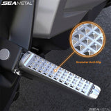 SEAMETAL Motorcycle Passenger Foot Pegs Folding Aluminum Alloy Textured Surface Bolt Mount Riding Support Scooter Parts