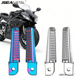 SEAMETAL Motorcycle Passenger Foot Pegs Folding Aluminum Alloy Textured Surface Bolt Mount Riding Support Scooter Parts