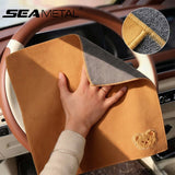 SEAMETAL Car Cleaning Towels Double Sided Suede Coral Fleece Absorbent Washable Cloth Sewn Edges Auto Detailing Tools