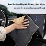 SEAMETAL Car Cleaning Towels Double Sided Suede Coral Fleece Absorbent Washable Cloth Sewn Edges Auto Detailing Tools