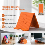 SEAMETAL Desktop Phone Stand Folding Silicone Body Ribbed Back Support Lip Cable Cutout Stationary Viewing Tablet Holder