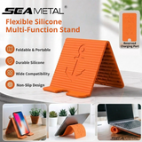 SEAMETAL Desktop Phone Stand Folding Silicone Body Ribbed Back Support Lip Cable Cutout Stationary Viewing Tablet Holder
