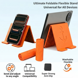SEAMETAL Desktop Phone Stand Folding Silicone Body Ribbed Back Support Lip Cable Cutout Stationary Viewing Tablet Holder