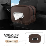 SEAMETAL Multi-Functional PU Leather Car Tissue Box Holder Storage Organizer