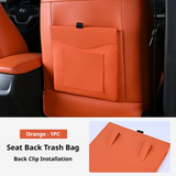 SEAMETAL Leather Car Trash Can Magnetic Seat Back Hanging Hidden Storage Bag Vehicle Interior Organizer Creative Car Accessories