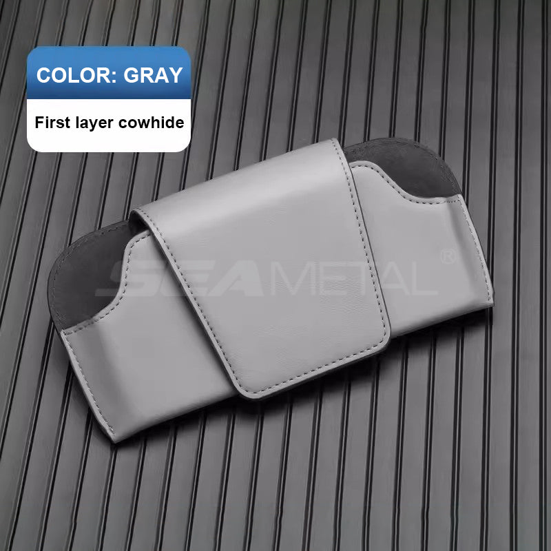 SEAMETAL Leather Car Sun Visor Sunglasses Clip Universal Car Sunglasses Holder