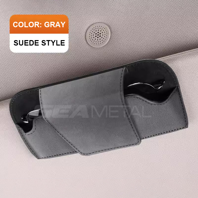 SEAMETAL Leather Car Sun Visor Sunglasses Clip Universal Car Sunglasses Holder